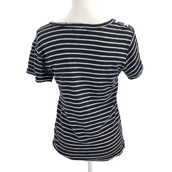 LNA Clothing Women’s Black & White Striped Cut-Out Shoulder Tee Shirt Size XS - Picture 3 of 8